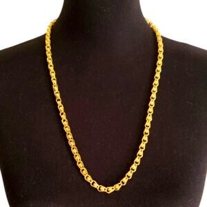 Monet Caged Ball Necklace Gold Link Chain Chunky Modernist Statement Vintage 80s